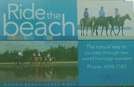 Wonga Beach horse ride sign.